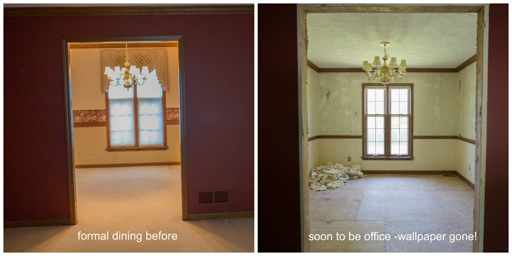 wallpaper removal in dining room which is being renovated