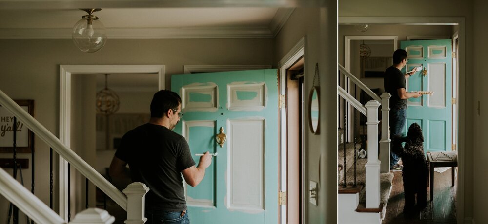 We chose SW Wedding Mint for the doors to soften things up